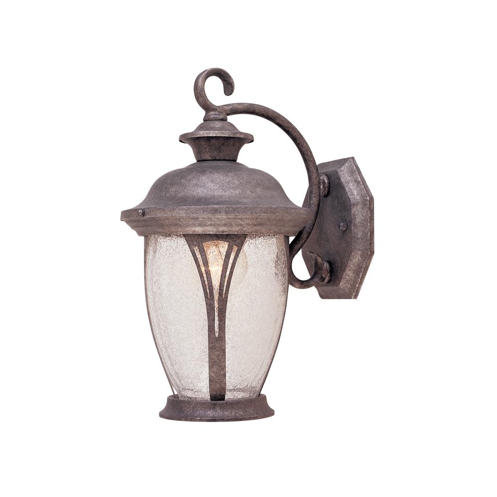 Designers Fountain 30511-RS 7 inches Wall Lantern in Rustic Silver (Seedy Glass)